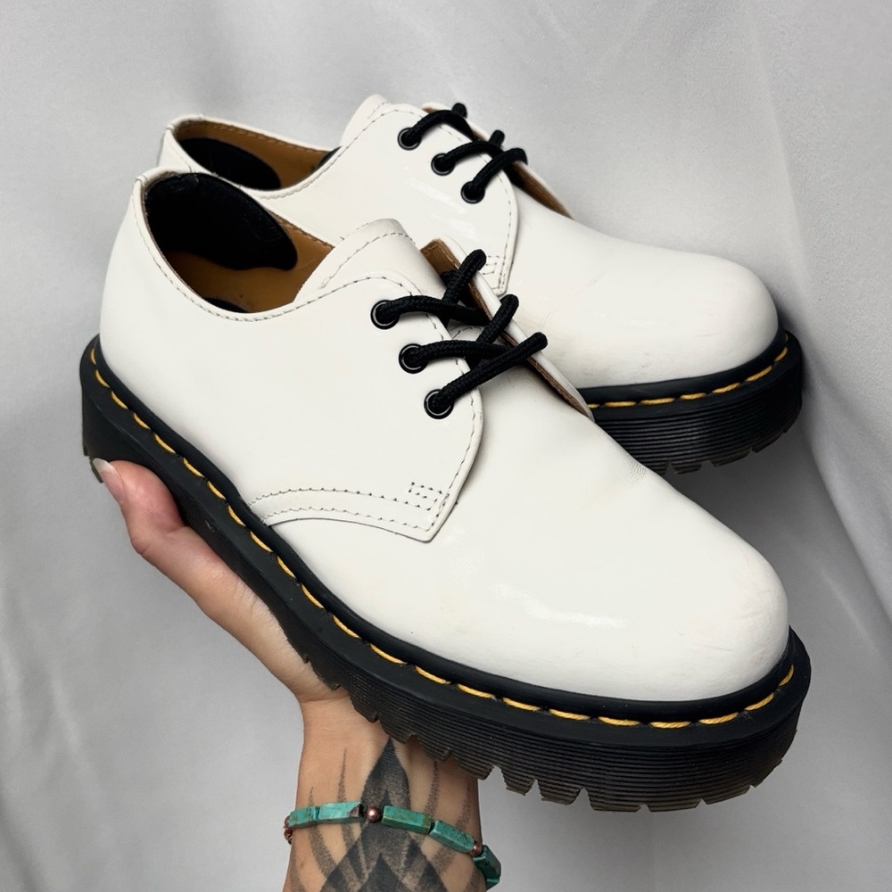 Dr. Martens | Women's 1461 Bec Smooth Leather Oxford Platforms in White 6